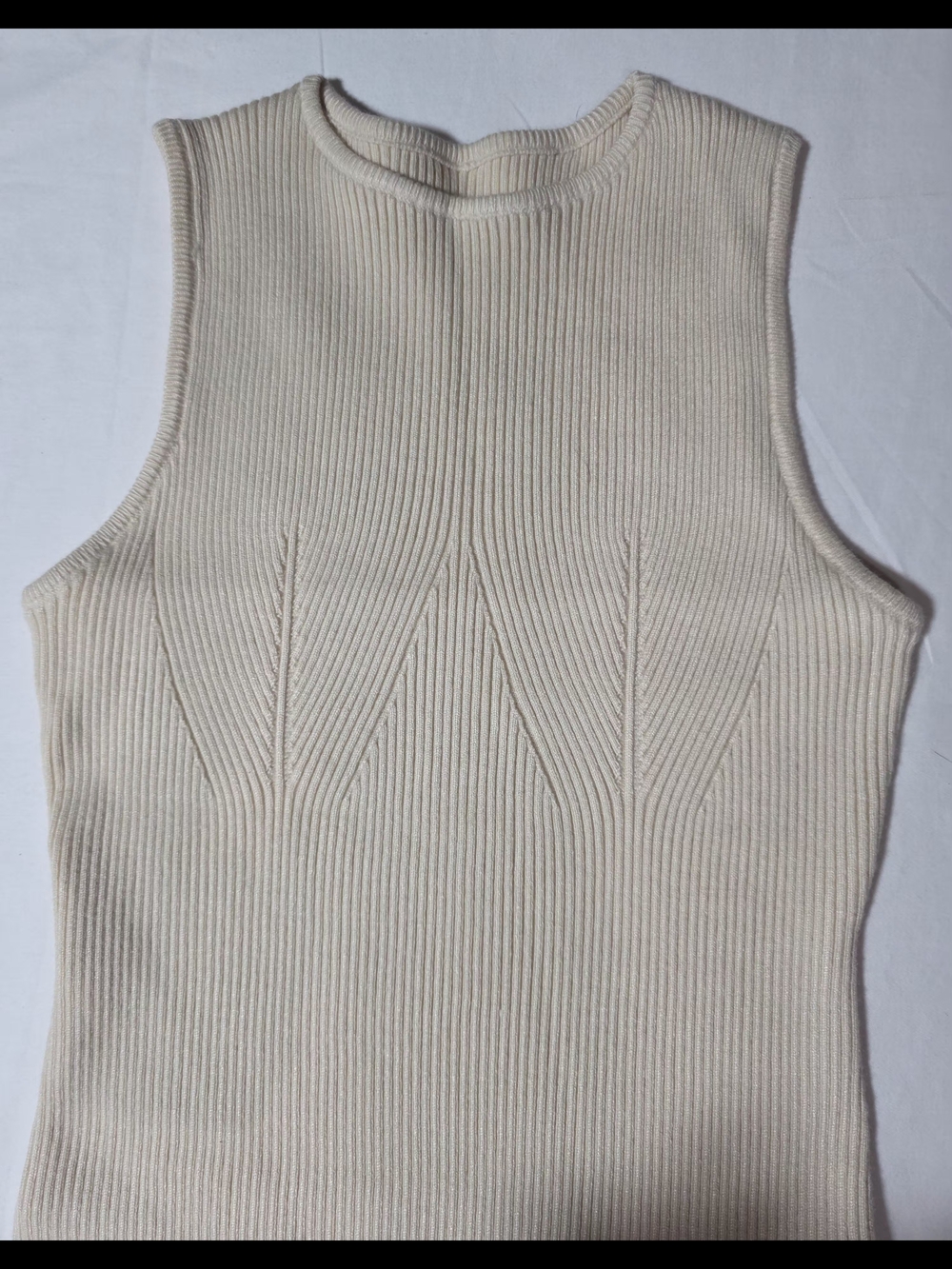 Commense Sleeveless Ribbed Knit Tank - Cream